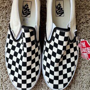 Vans Classic Slip-On Checkerboard Wide Shoe. Womens 10.5, Mens 9 NWT.